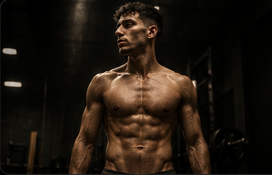 A transformed athletic man standing confidently after completing the program
